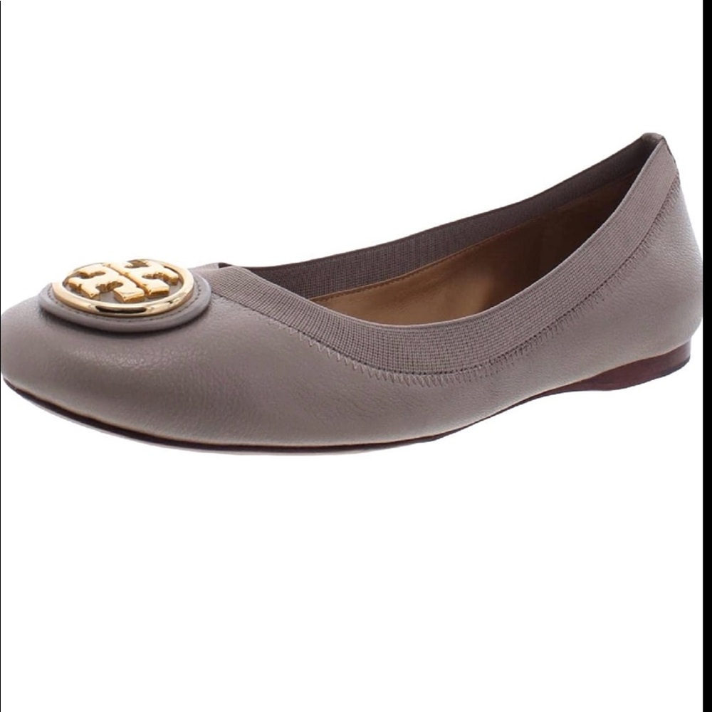 Tory Burch Caroline 2 Leather Ballet Flats Grey - image 1